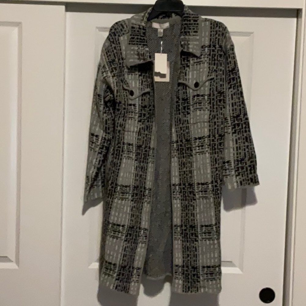 By Design Plaid Gray Black White Women's Sweater